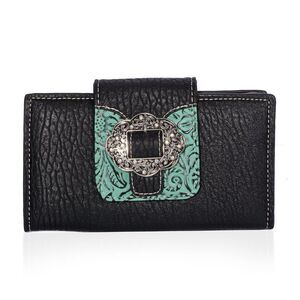 Southwest Buckle Wallet Black and Mint Vegan